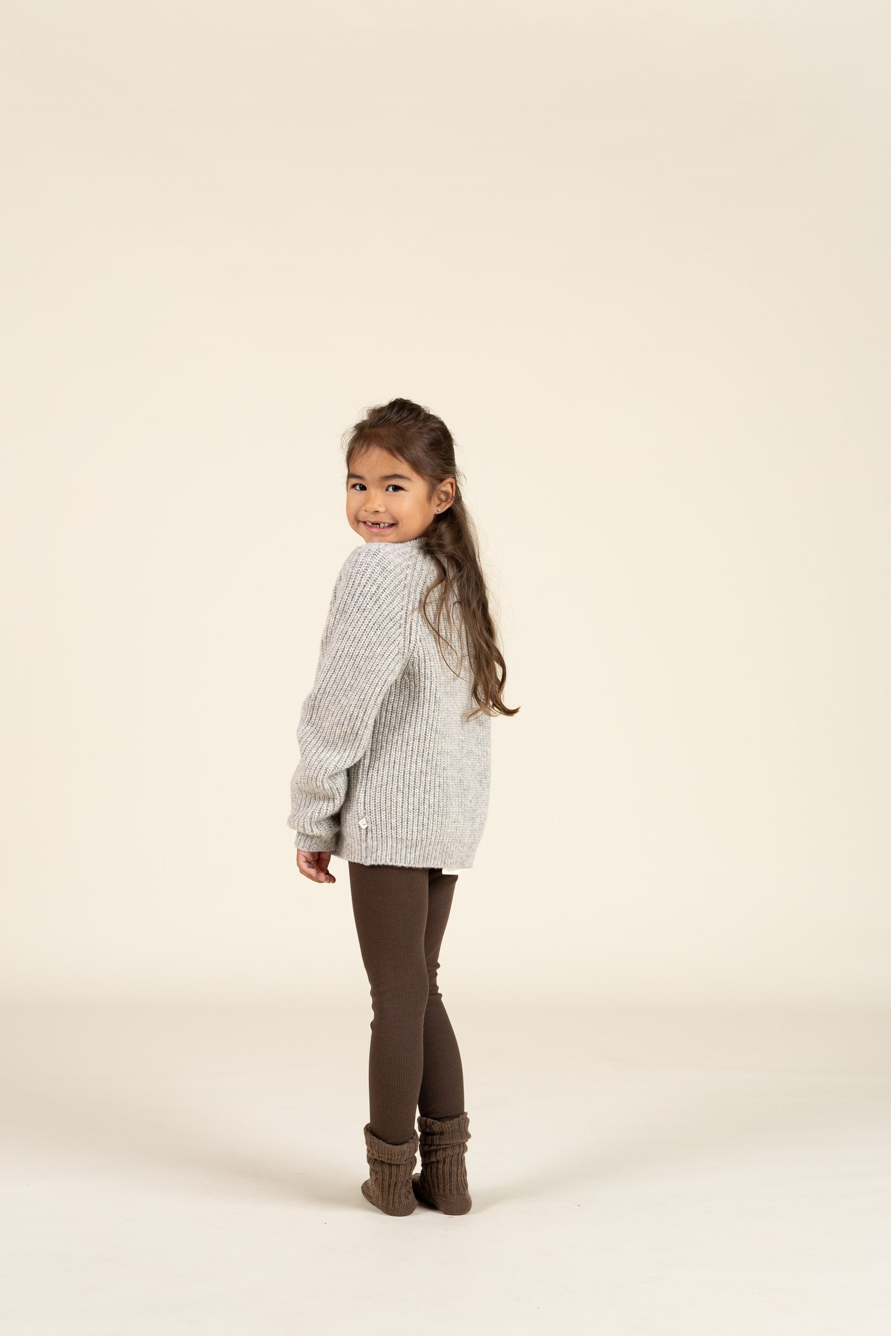 unisex Wool Mix Cardigan - Kids - Grey Melange | 100746 Cork