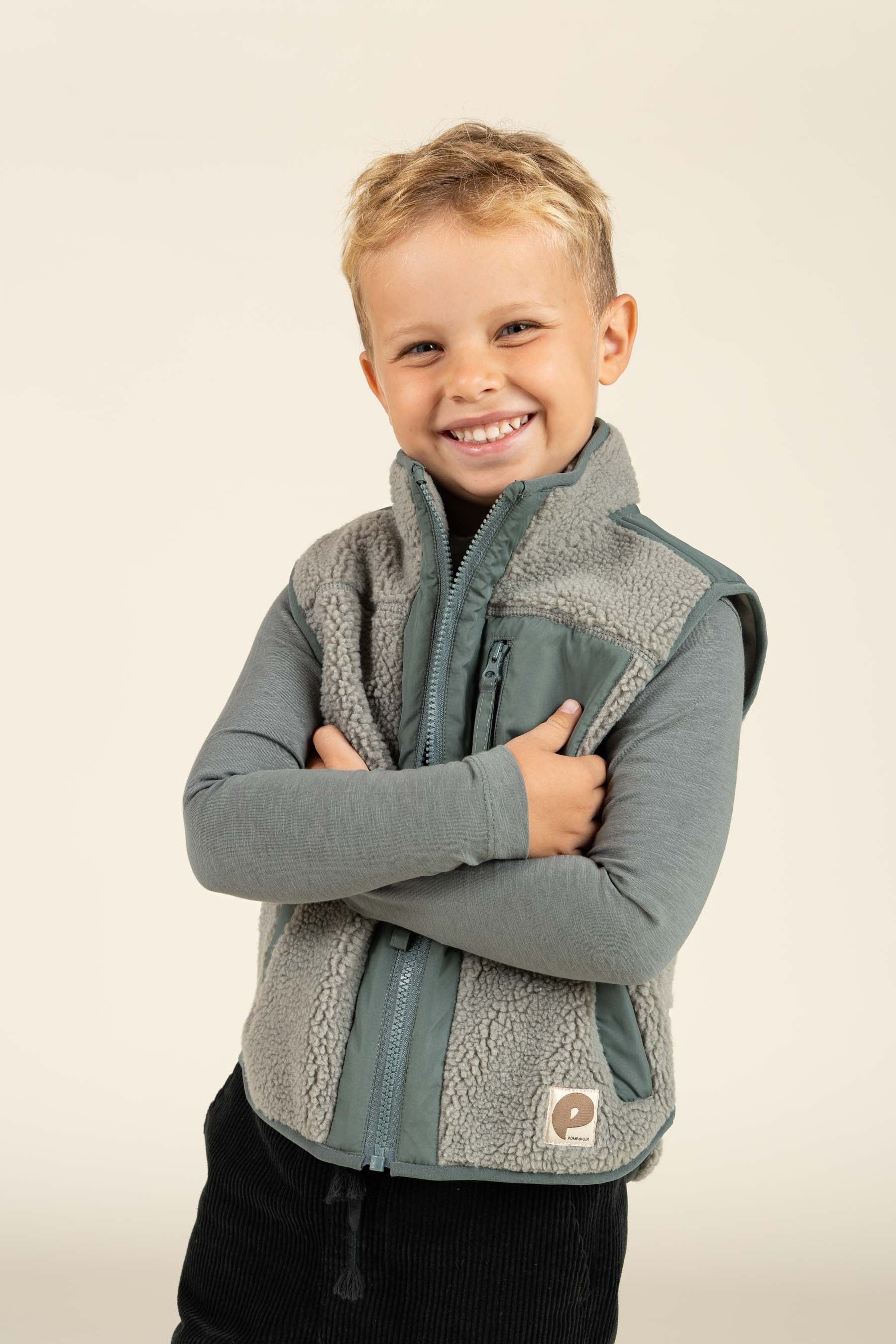 Pile Zip Vest - All - Dusty Green | 100635 Elliot