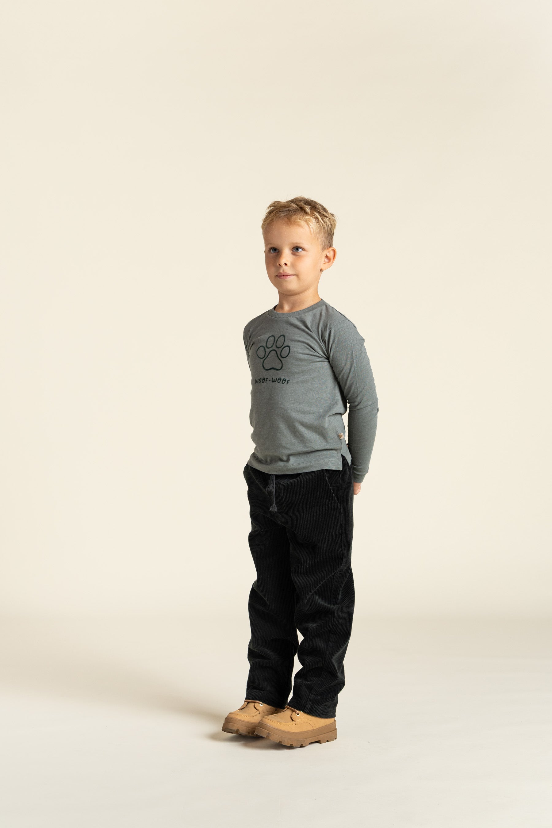 Long Sleeve Slub Jersey T-Shirt - Kids - Dusty Dark Green | 100834 Kevin