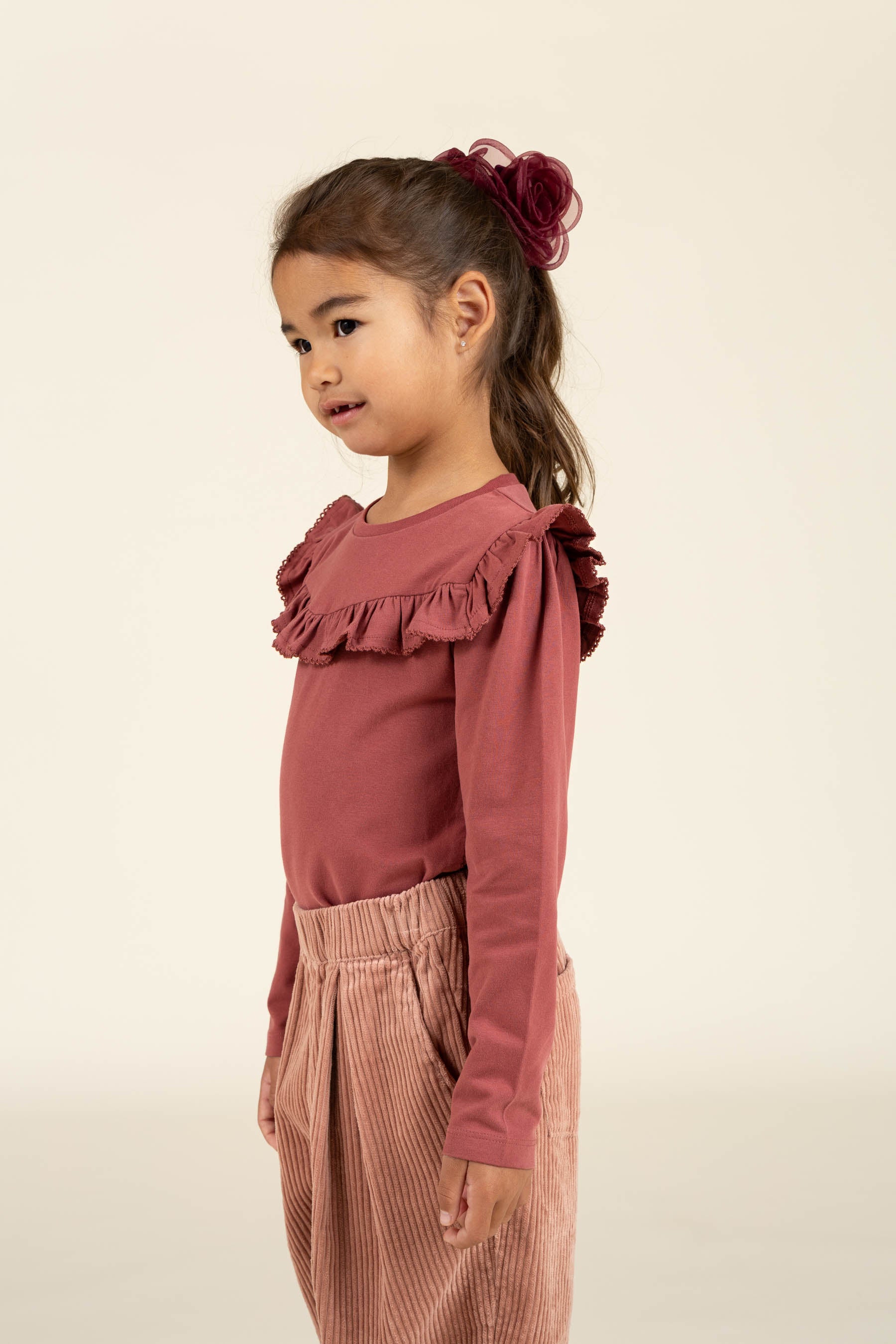 Frill Jersey Blouse - Kids - Vintage Red | 100860 Talia