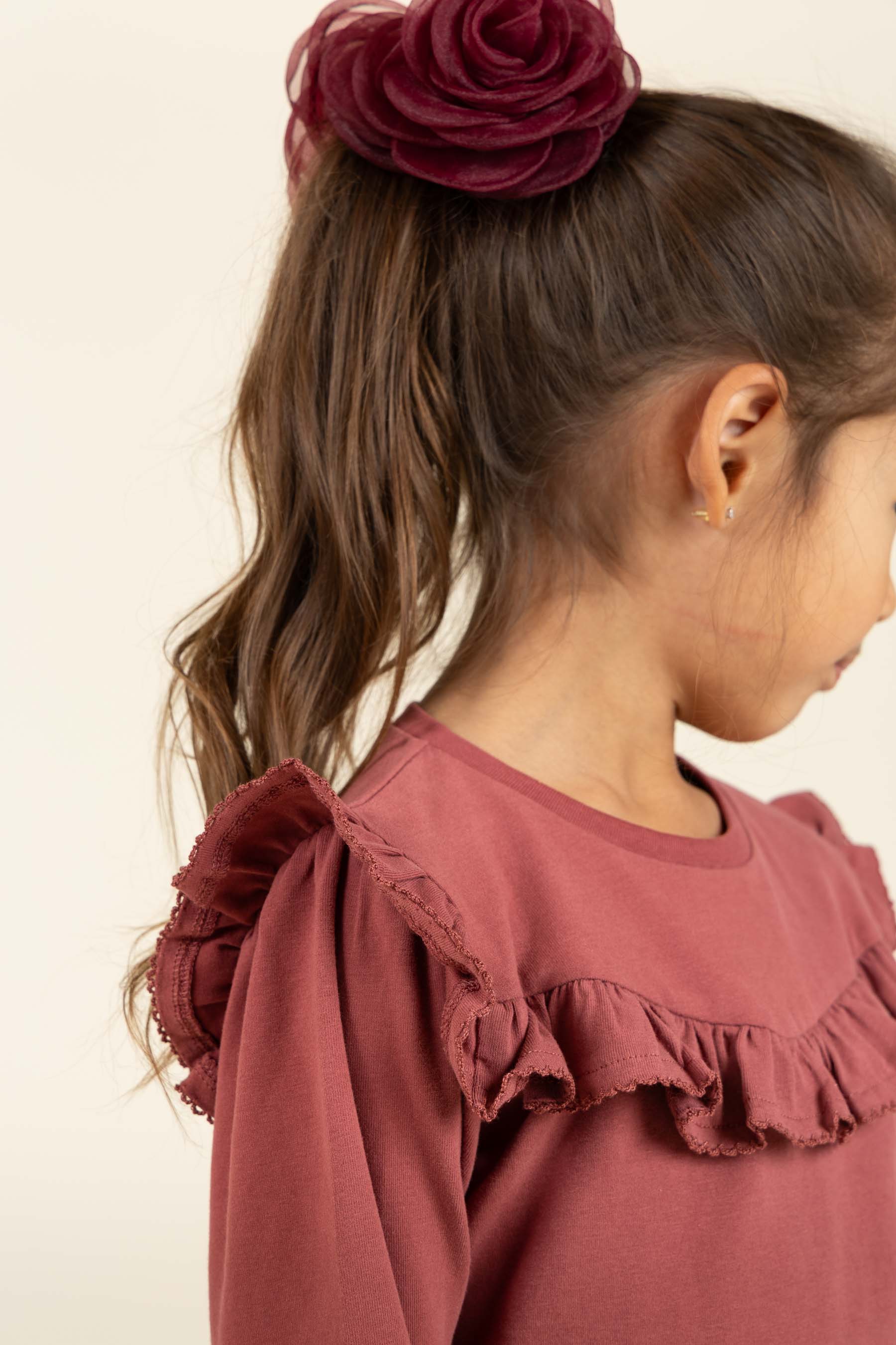 Frill Jersey Blouse - Kids - Vintage Red | 100860 Talia