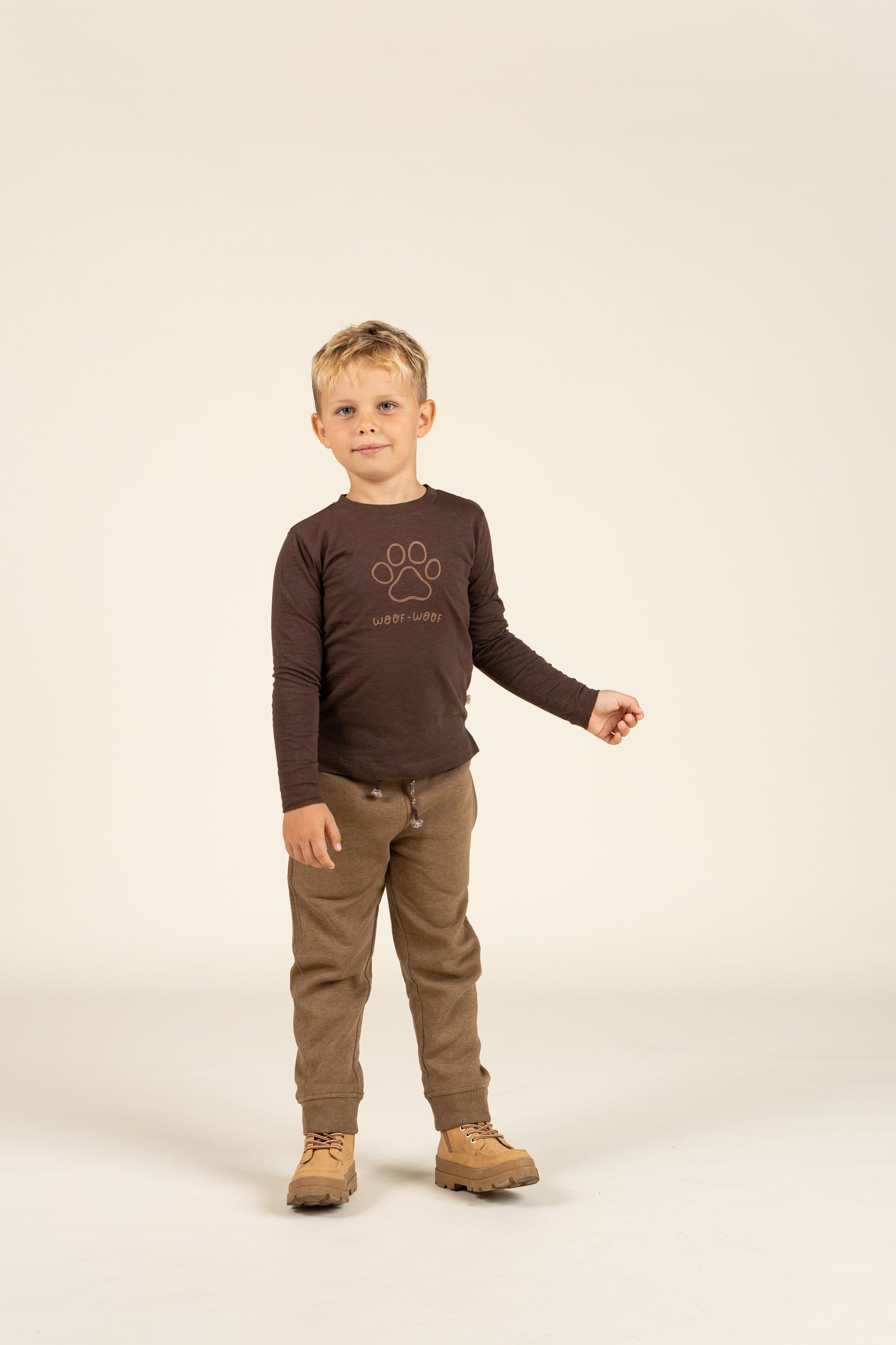 Long Sleeve Slub Jersey T-Shirt - Kids - Chocolate | 100832 Kevin