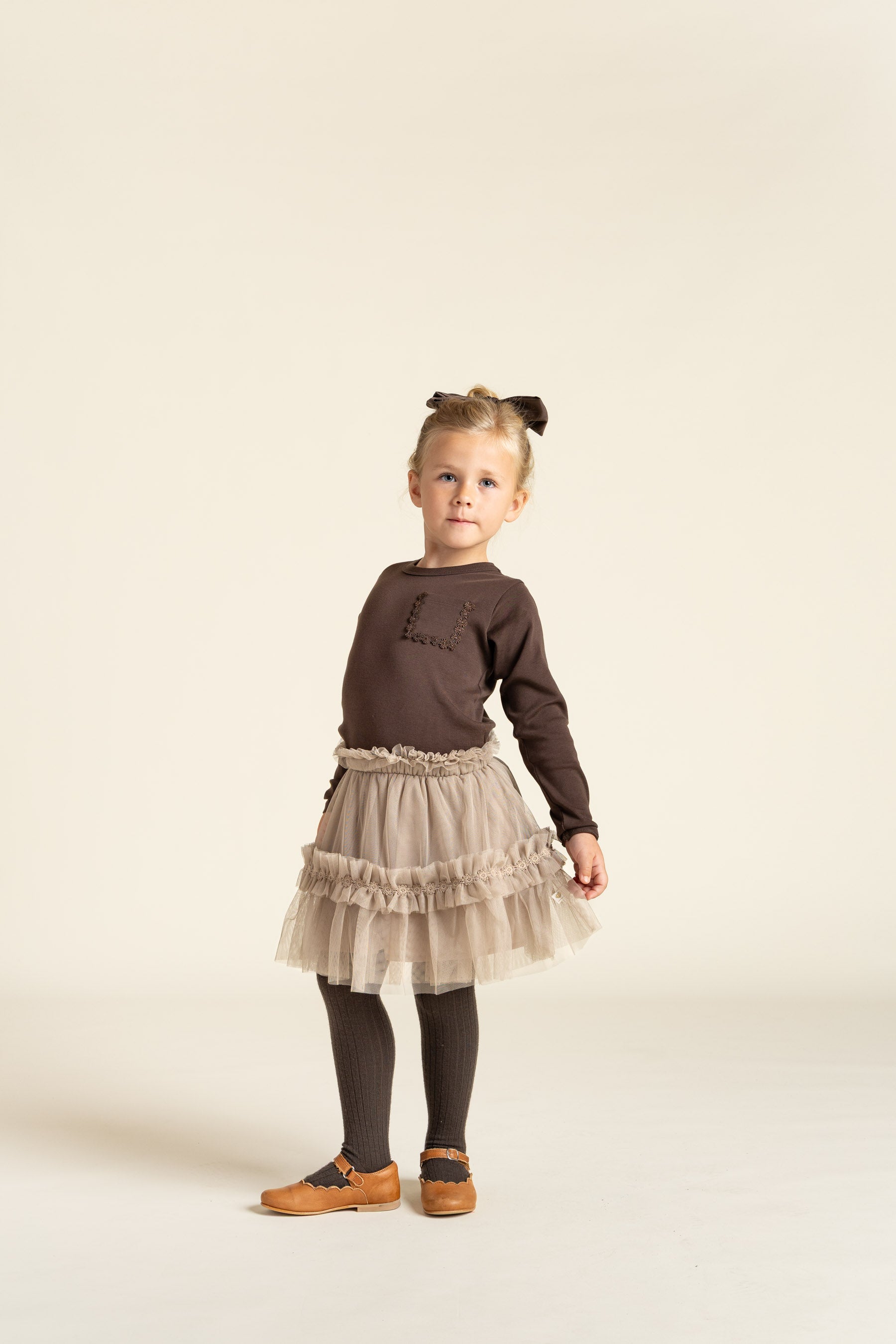 Long Sleeve T-shirt with Chest pocket - Kids - Chocolate | 100870 Sienna