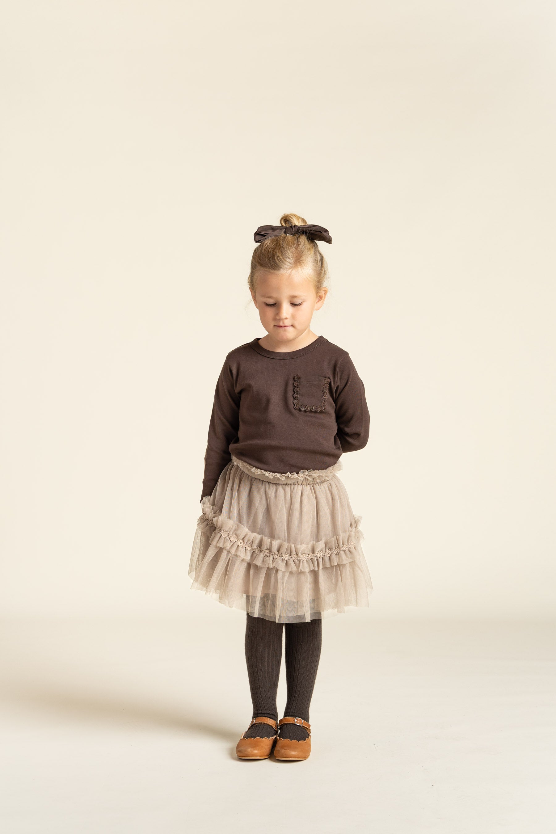 Long Sleeve T-shirt with Chest pocket - Kids - Chocolate | 100870 Sienna