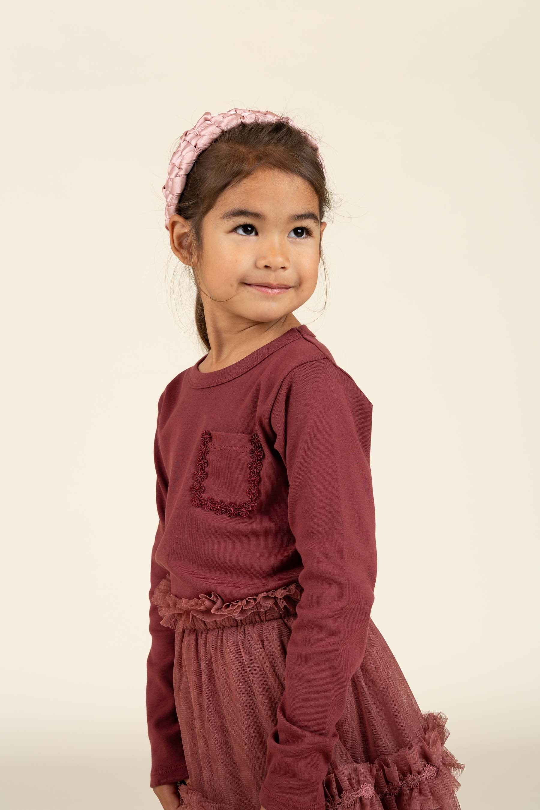 Long Sleeve T-shirt with Chest pocket - Kids - Burgundy | 100868 Sienna