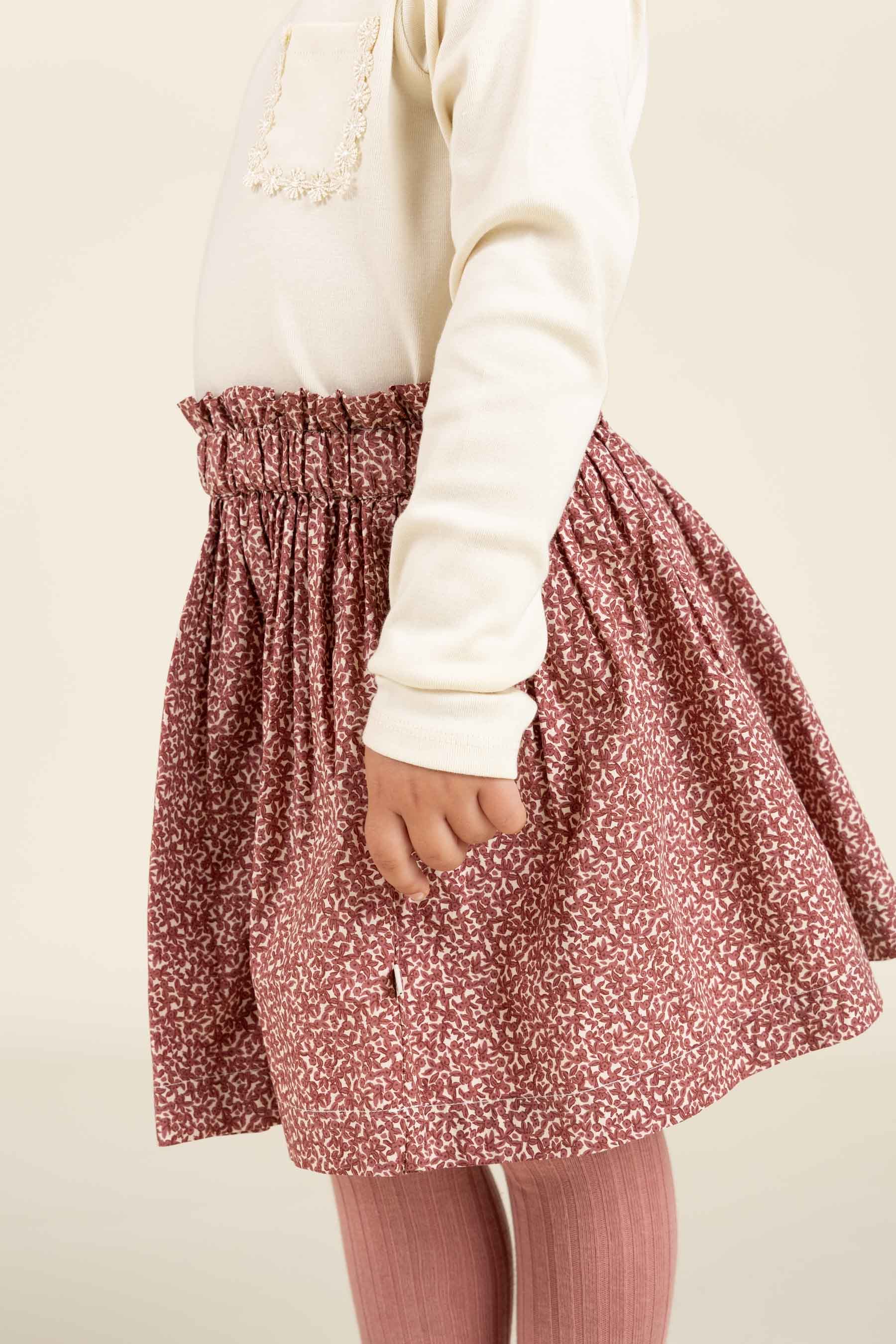 Printed Cotton Poplin Skirt - Kids - Vintage Red | 100796 Allie