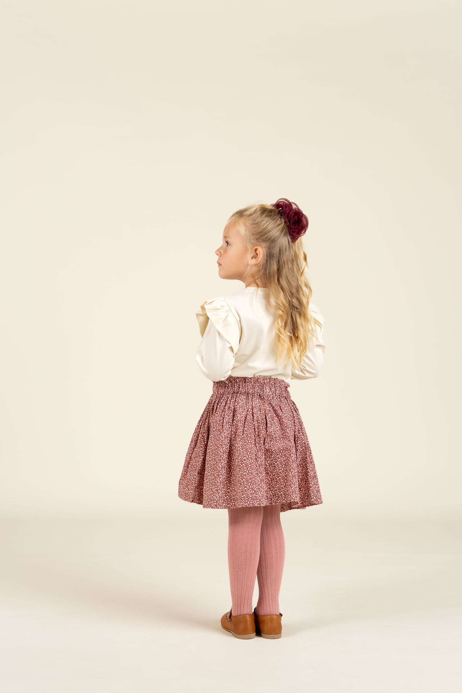 Frill Sleeve Jersey Blouse with Front print - Kids - Off White | 100844 Demi