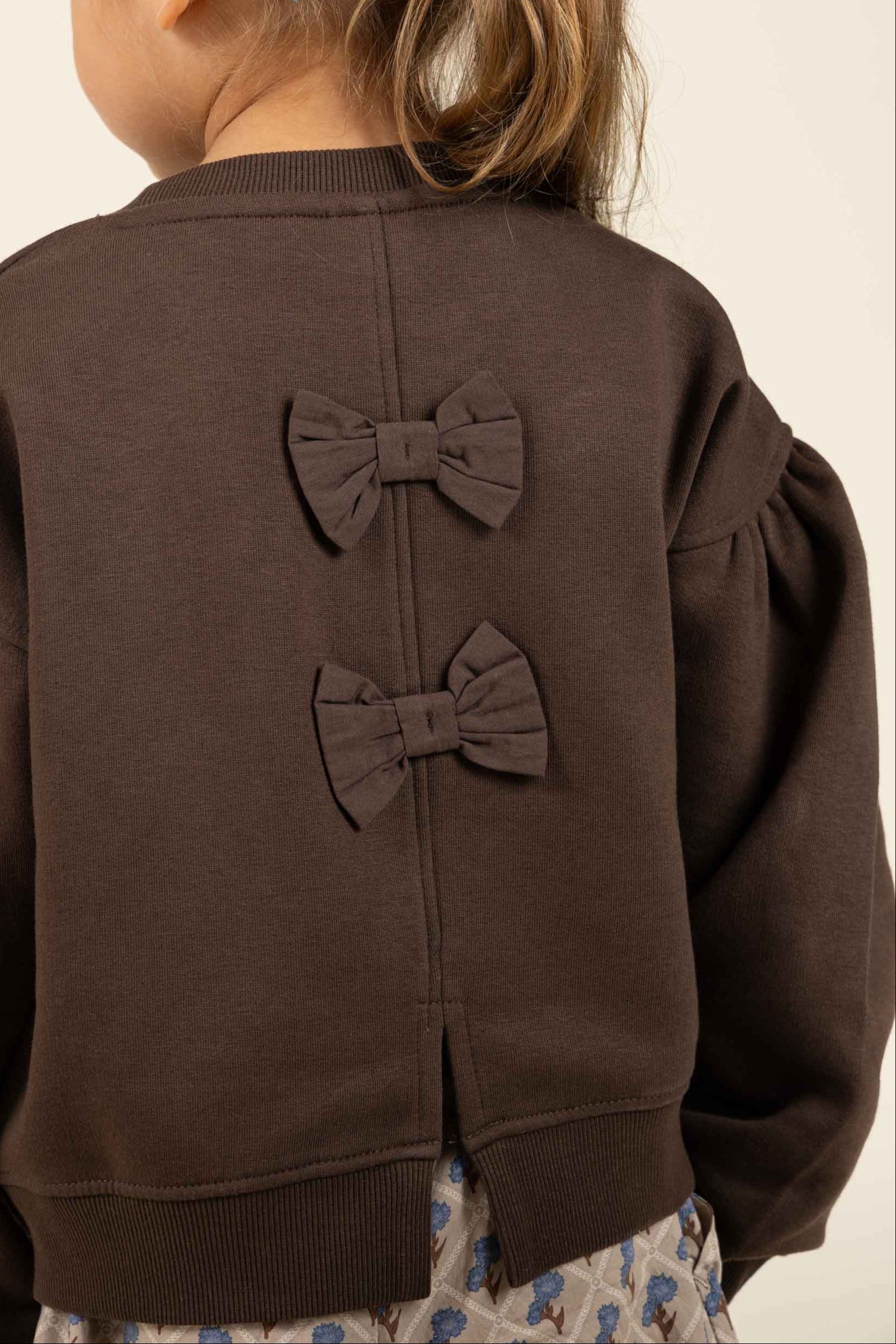 Bow Detail Sweatshirt - Kids - Chocolate | 100814 Ruth