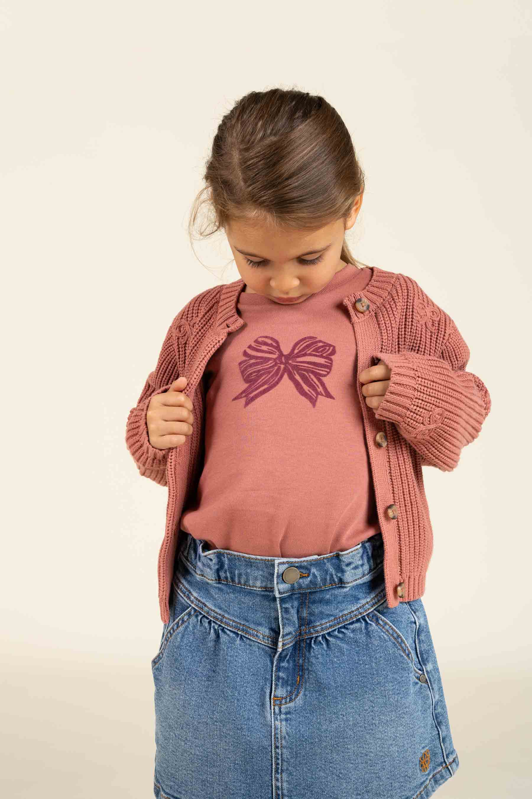 Long Sleeve  T-shirt w. Front Print - Kids - Old Rose | 100846 Kendell
