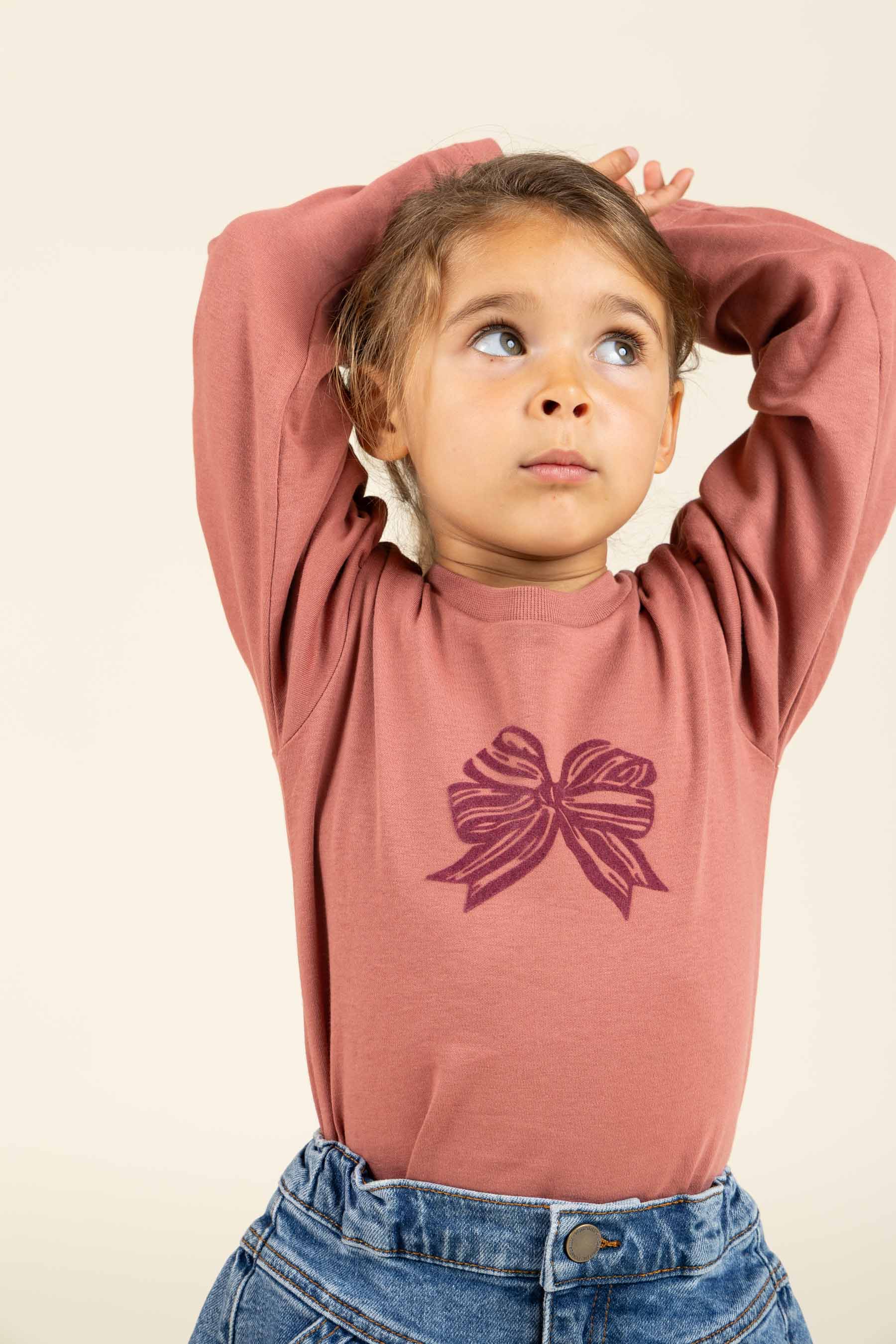 Long Sleeve  T-shirt w. Front Print - Kids - Old Rose | 100846 Kendell