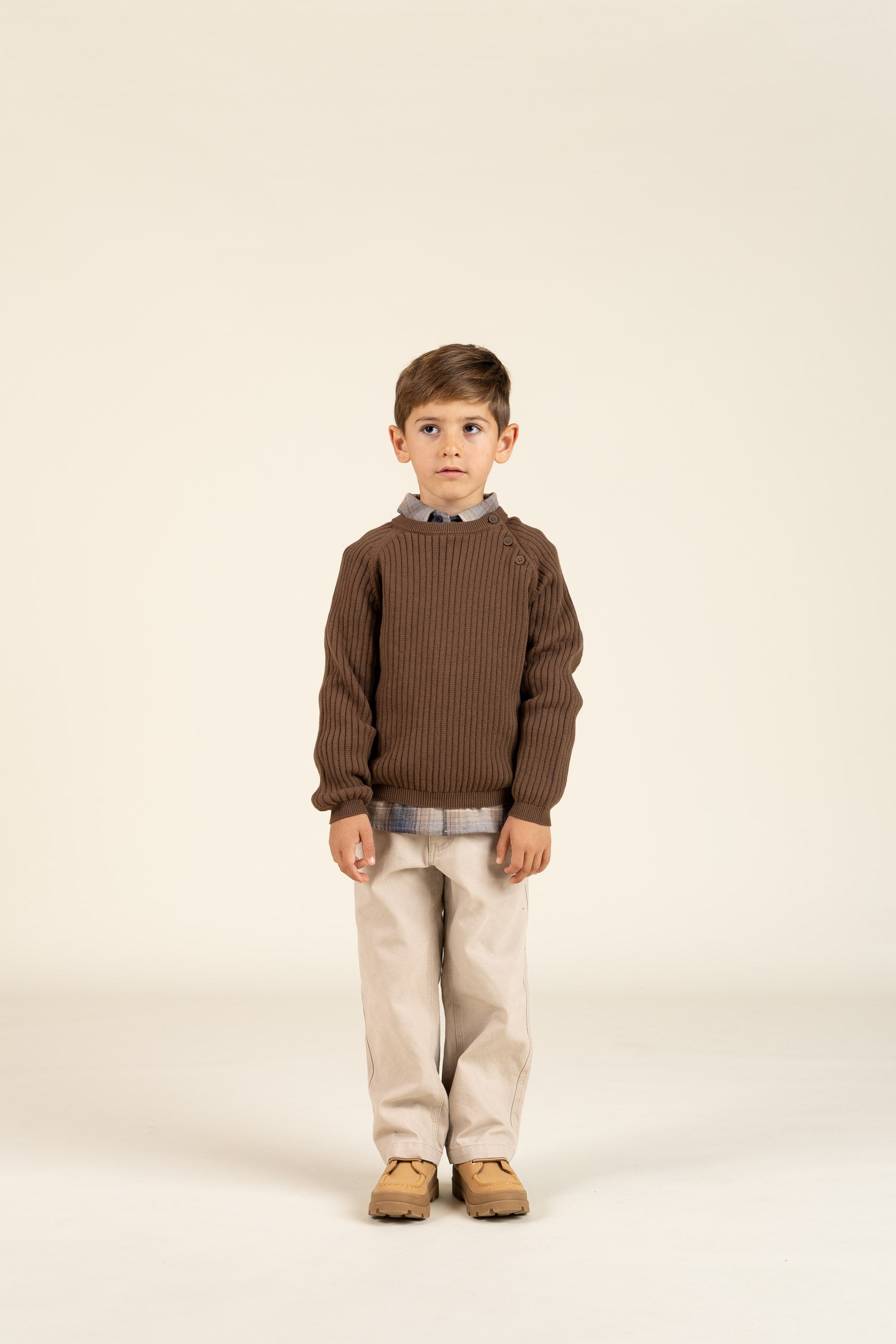 Cotton Knit Sweater - Kids - Coffee | 100691 Jett