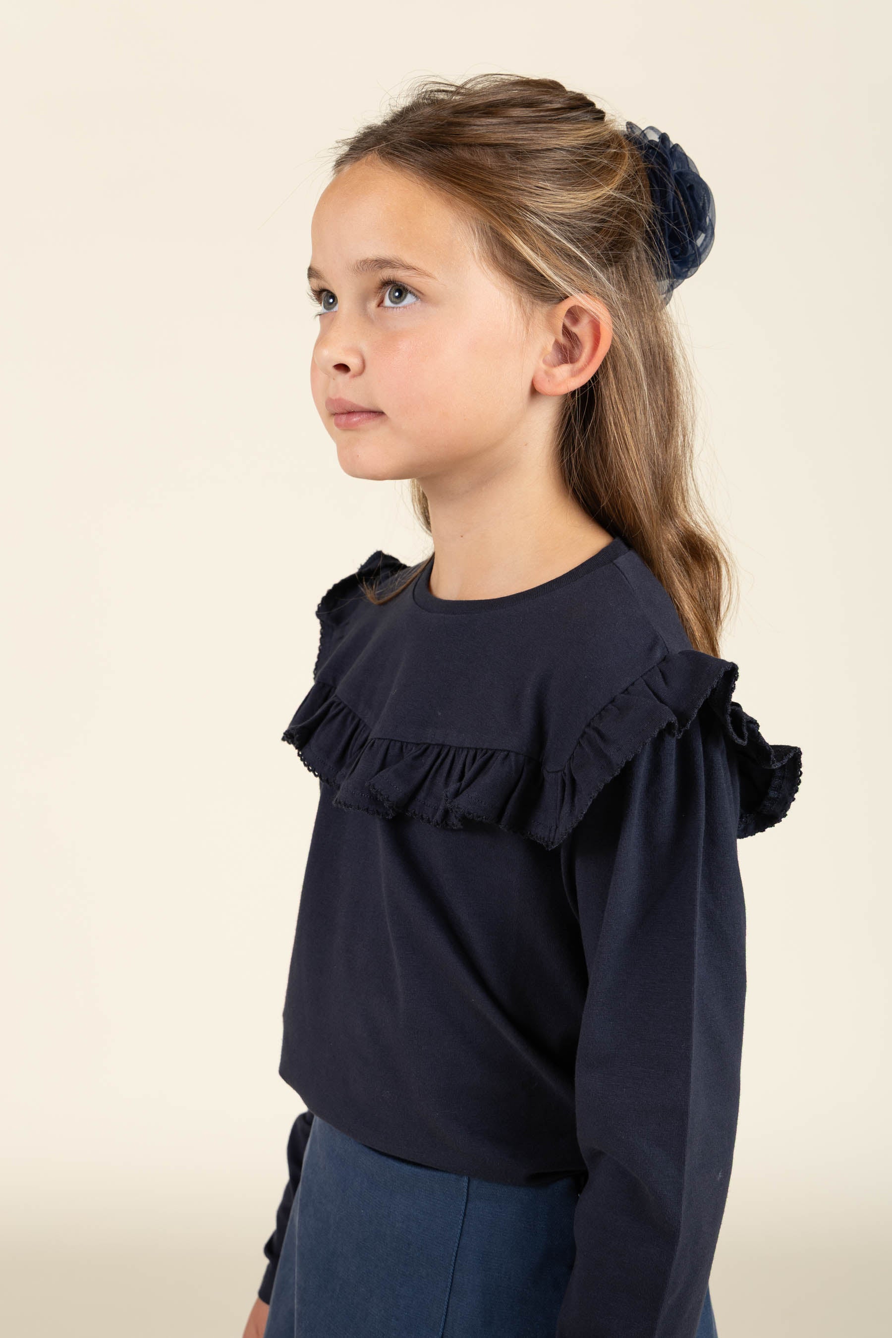 Frill Jersey Blouse - Tween - Navy | 100865 Talia