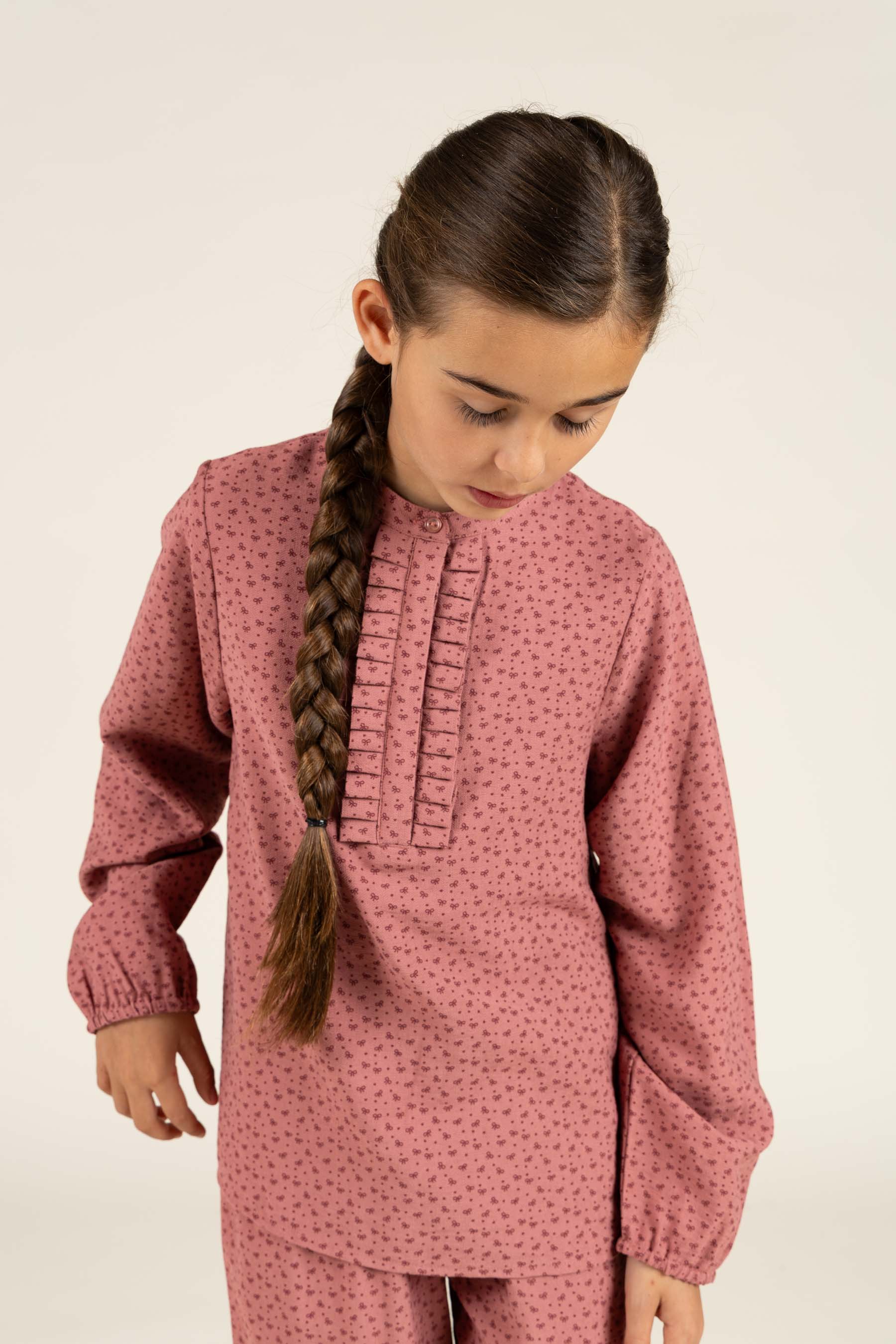 Printed Crepe viscose Shirtblouse - Tween - Rose | 100657 Ana