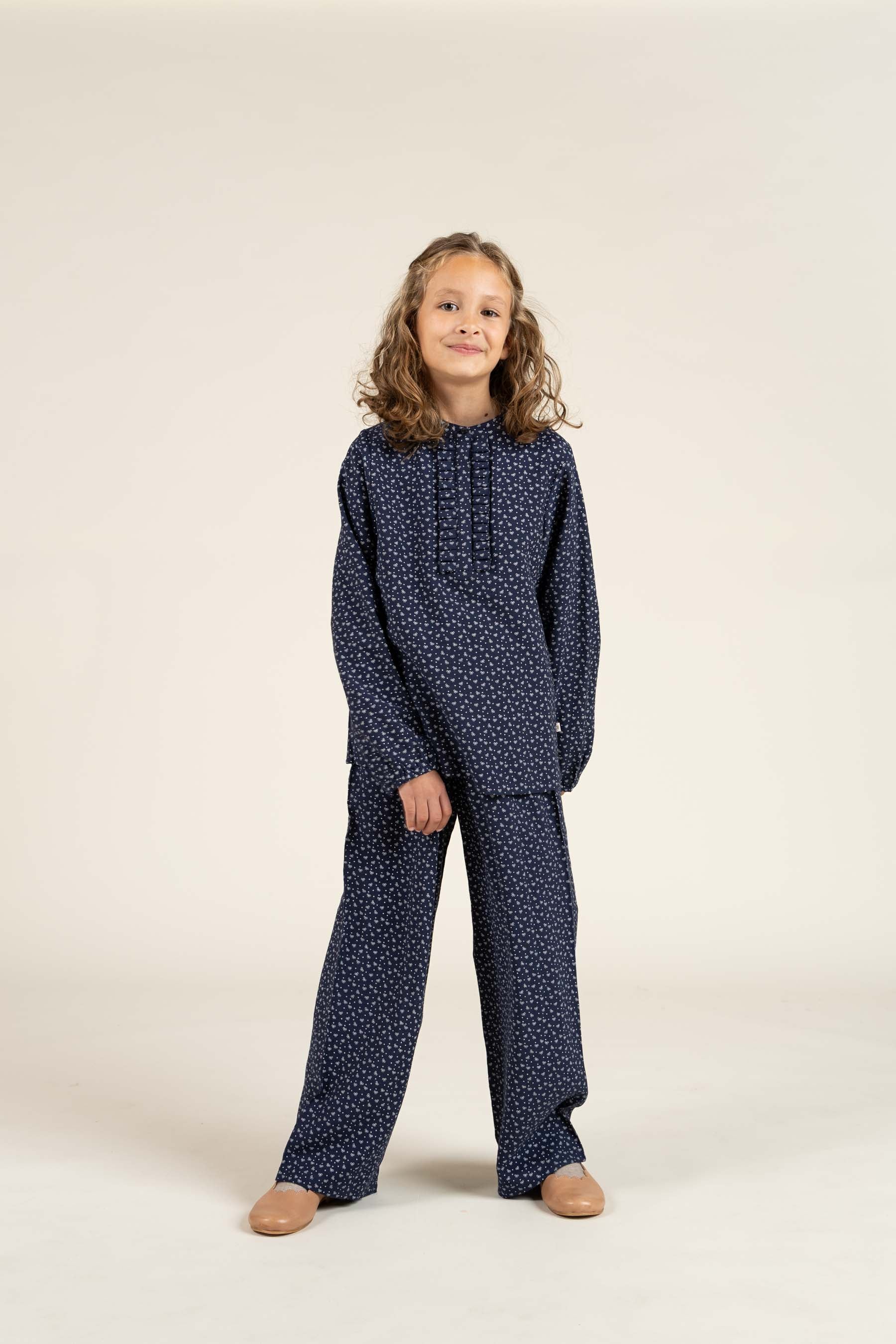 Printed Crepe viscose Shirtblouse - Tween - Navy | 100658 Ana