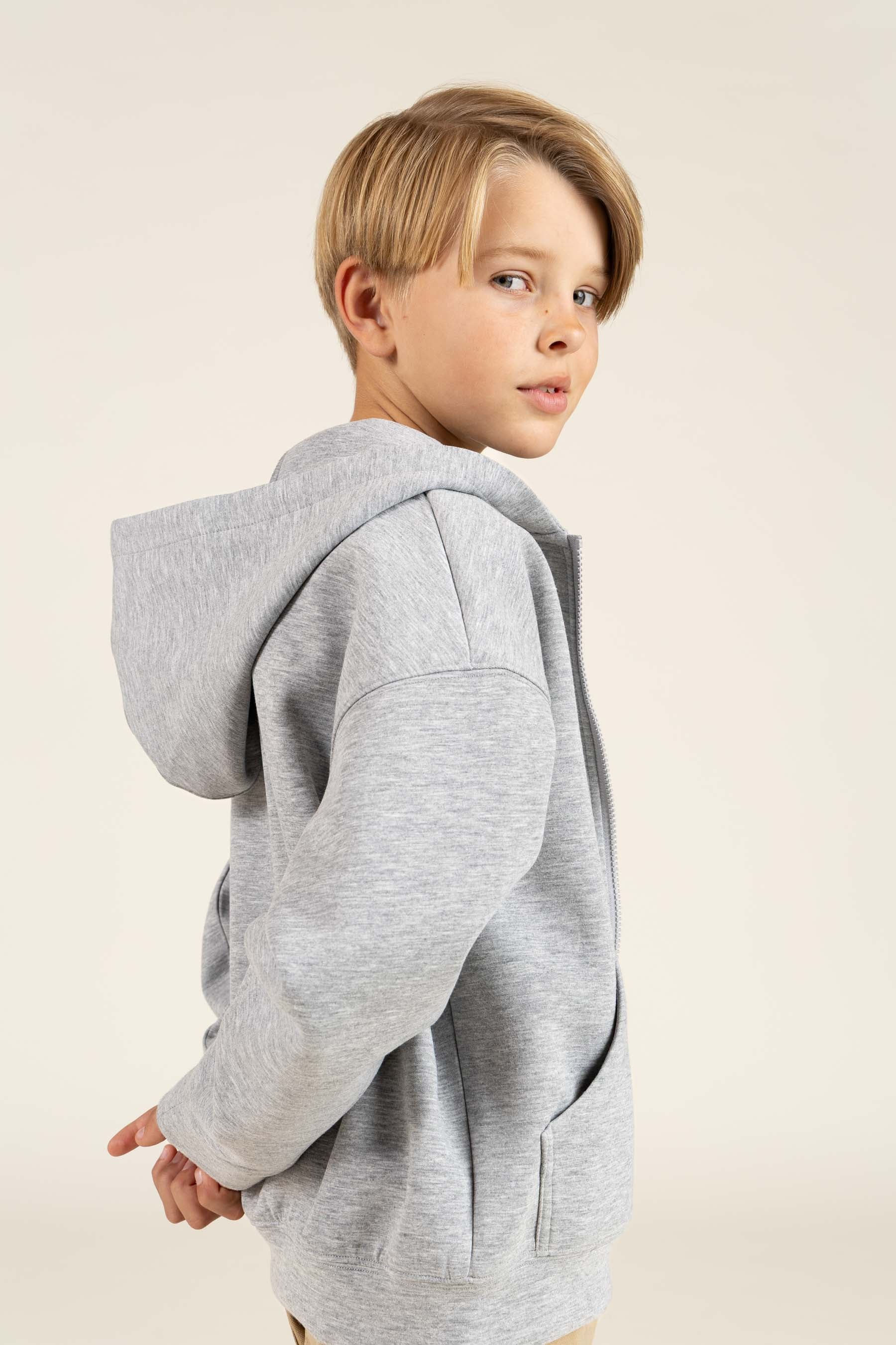 Scuba Zip Hoodie - Tween - Grey Melange | 100641 Liam