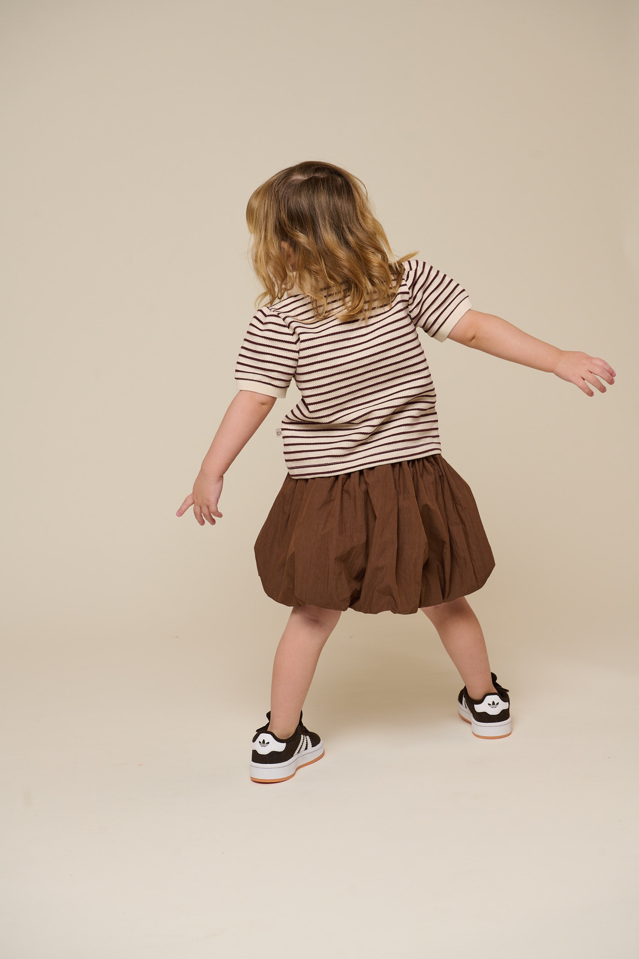 Striped Jersey Polo - Kids - Brown | 101004 Emmie