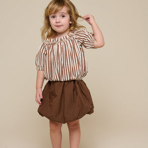 Striped Seersucker Top - Kids - Brown | 101191 Nadia