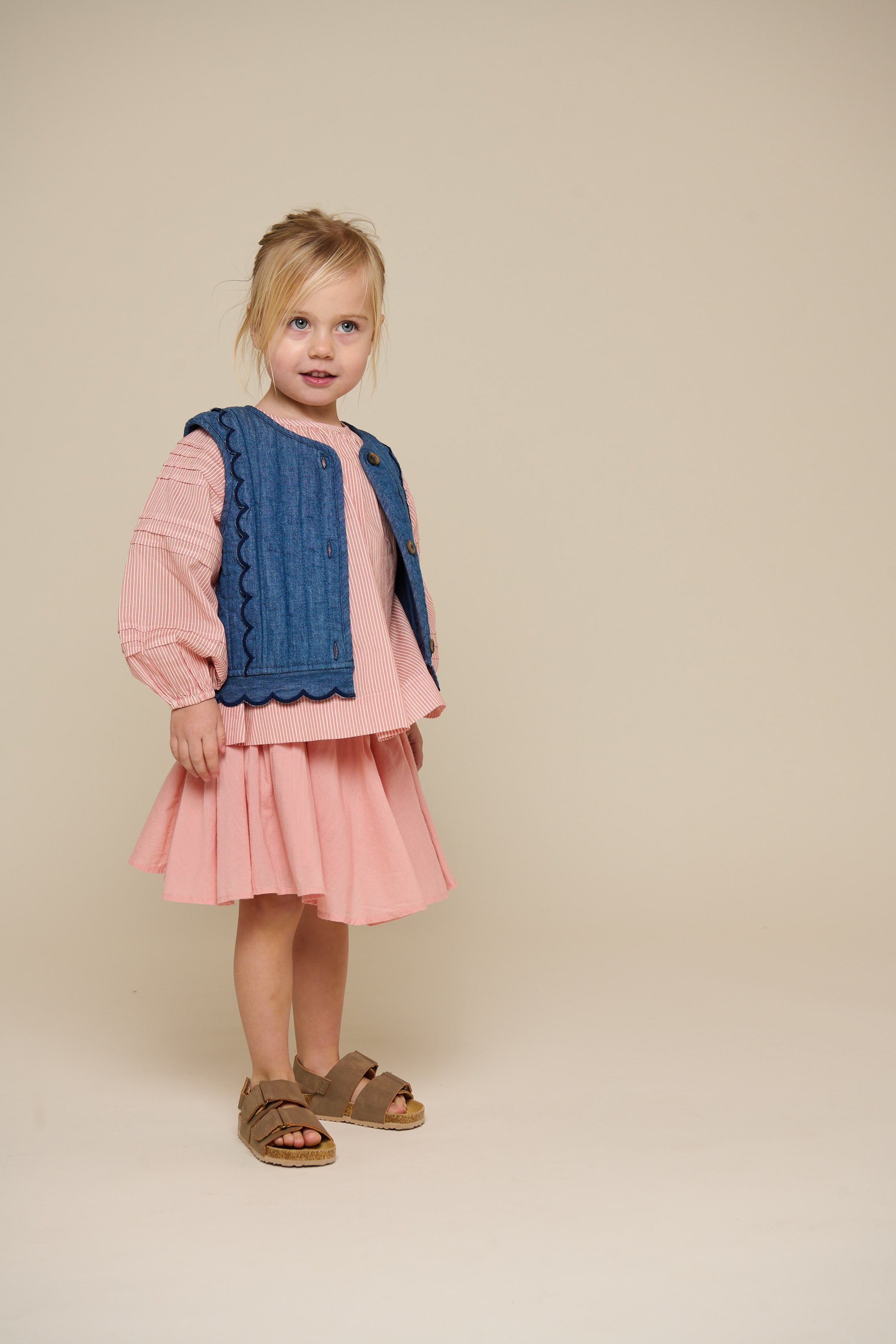 Long Sleeve Striped Blouse - Kids - Offwhite/Cherry Red | 100990 Willa