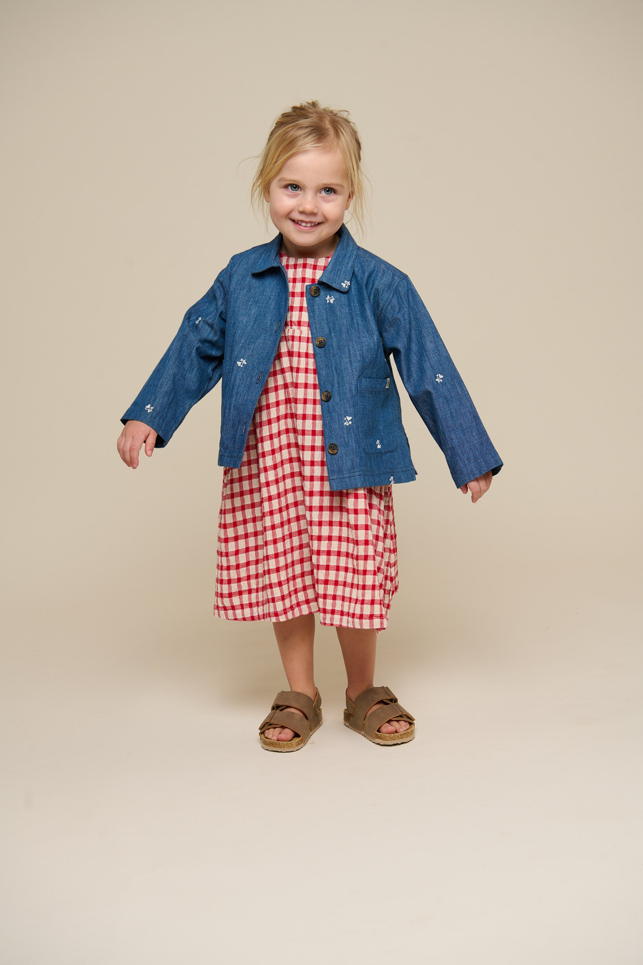 Embroidered Light Denim Shirt Jacket - Kids - Blue Denim | 101051 Isabella