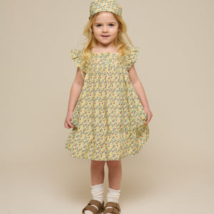 Flower Printed Poplin Dress - Kids - Green | 100962 Poppy