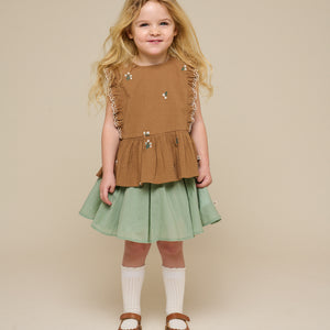 Embroidered Seersucker Top - Kids - Coconut | 100982 Nora