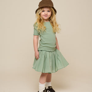 Cotton Skirt with Ric Rac Frill - Kids - Dusty Green | 101038 Alma