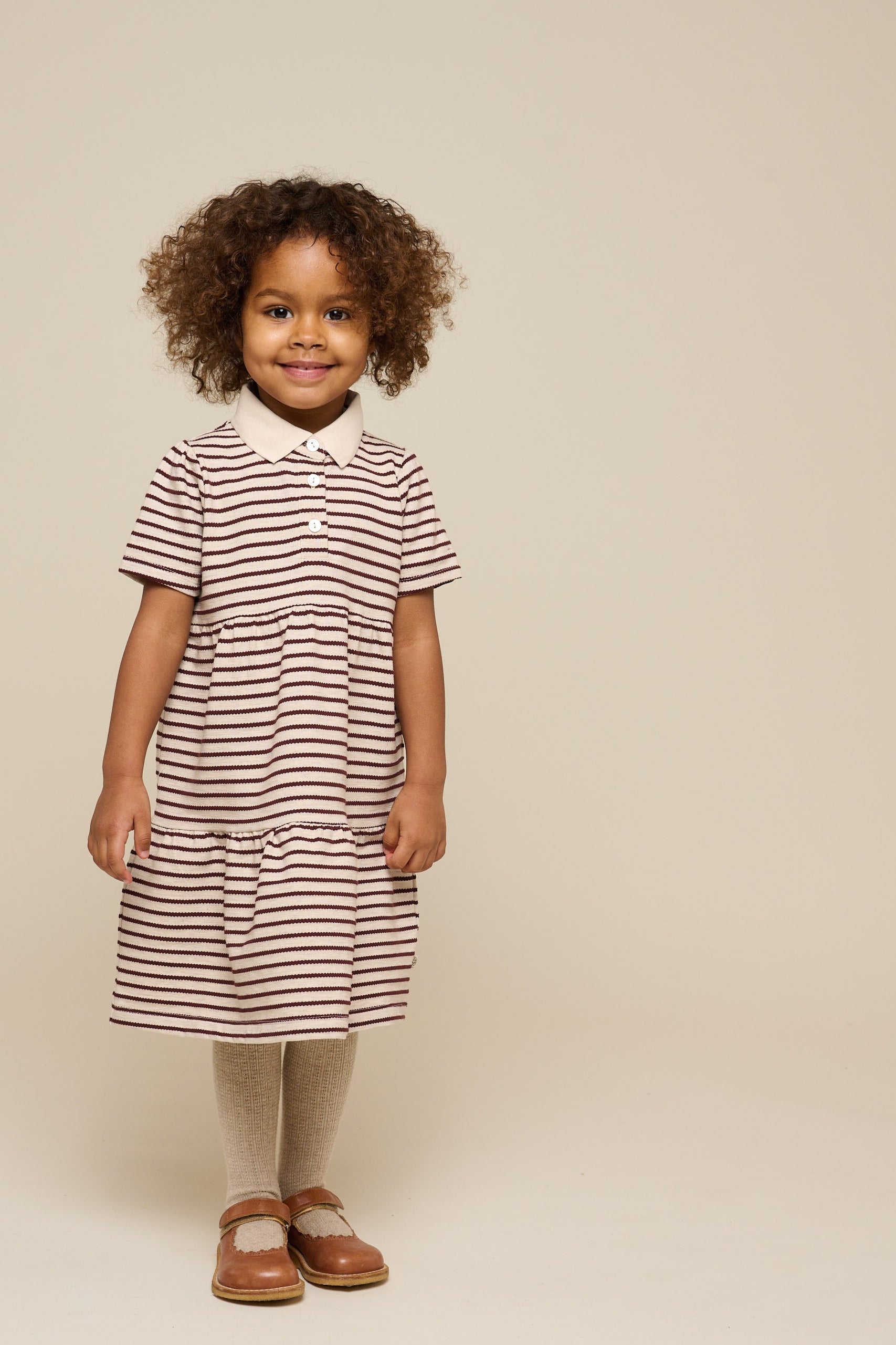 Striped Jersey Dress - Kids - Brown | 101010 Emmie