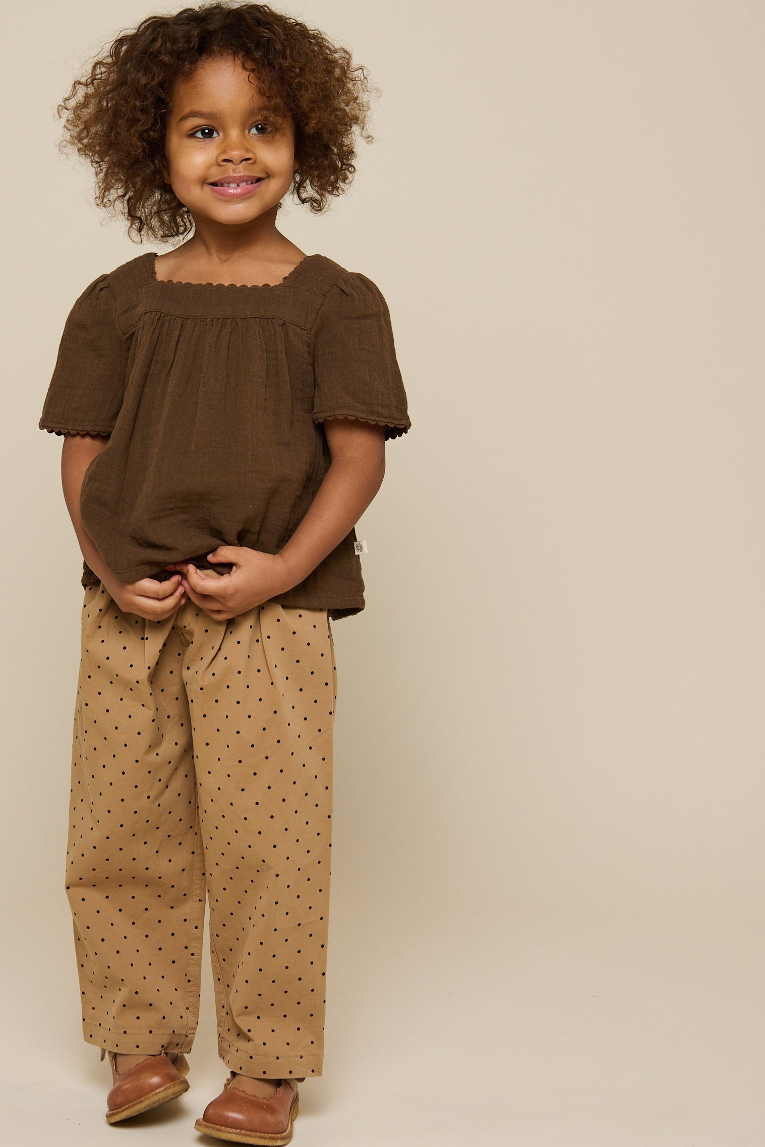 Twill trousers with Dot - Kids - Beige | 100614 Iris