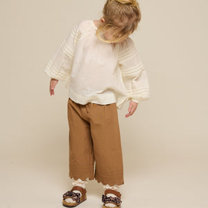 Poplin Trouser with Scallop Edge - Kids - Coconut | 101048 Joy