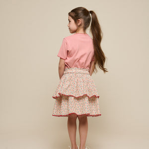 Flower Printed Poplin Frill Skirt - Tween - Rose | 100953 Poppy
