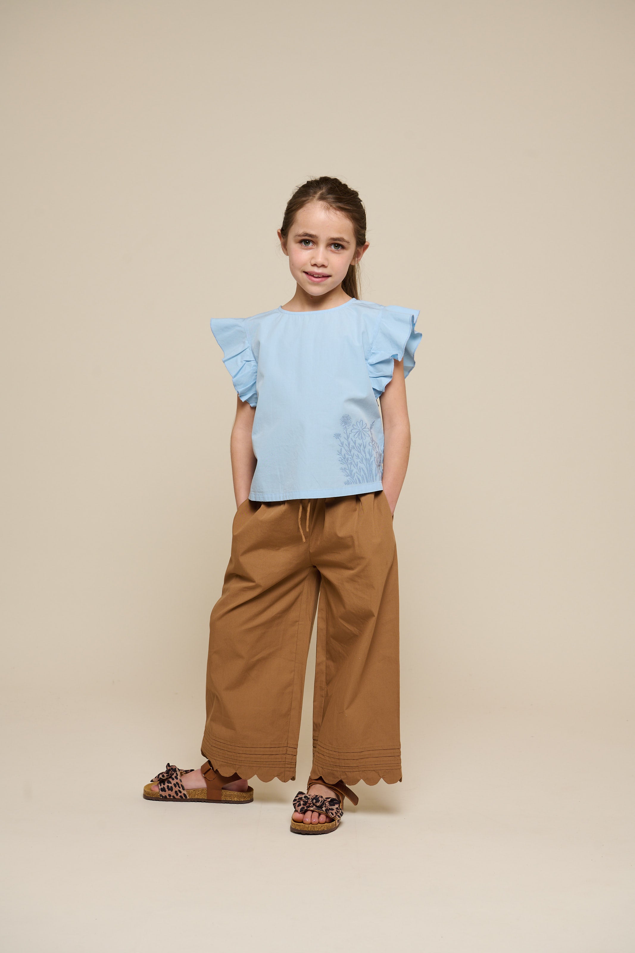Poplin Blouse with Embroidery - Tween - Powder Blue | 101073 Barbara