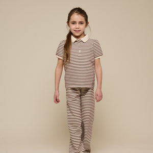Striped Jersey Polo - Tween - Brown | 101005 Emmie