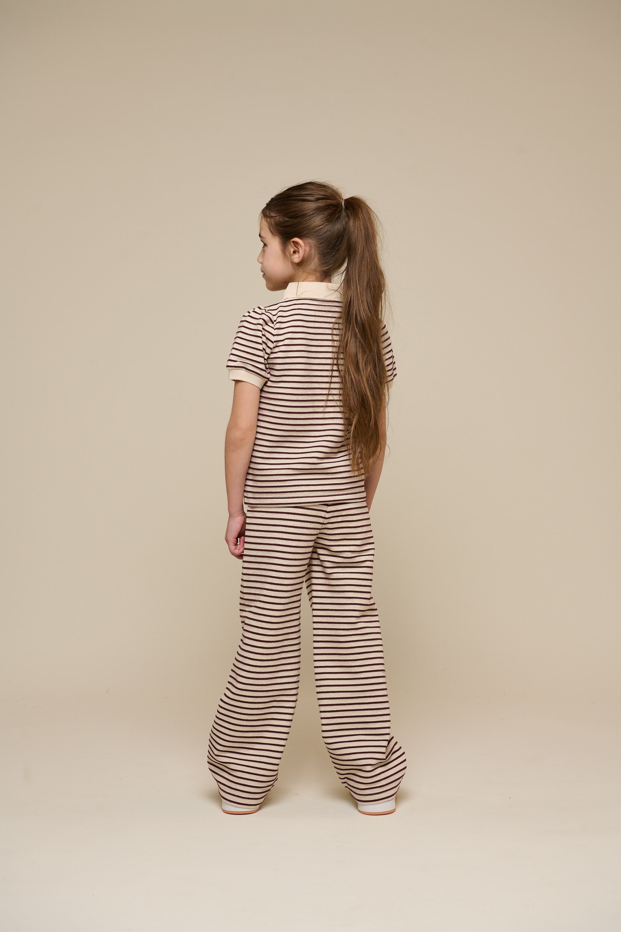 Striped Wide-leg Jersey Trousers - Tween - Brown | 100997 Emmie