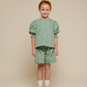 Poplin Blouse with Scallop Edge - Tween - Dusty Green | 101078 Joy