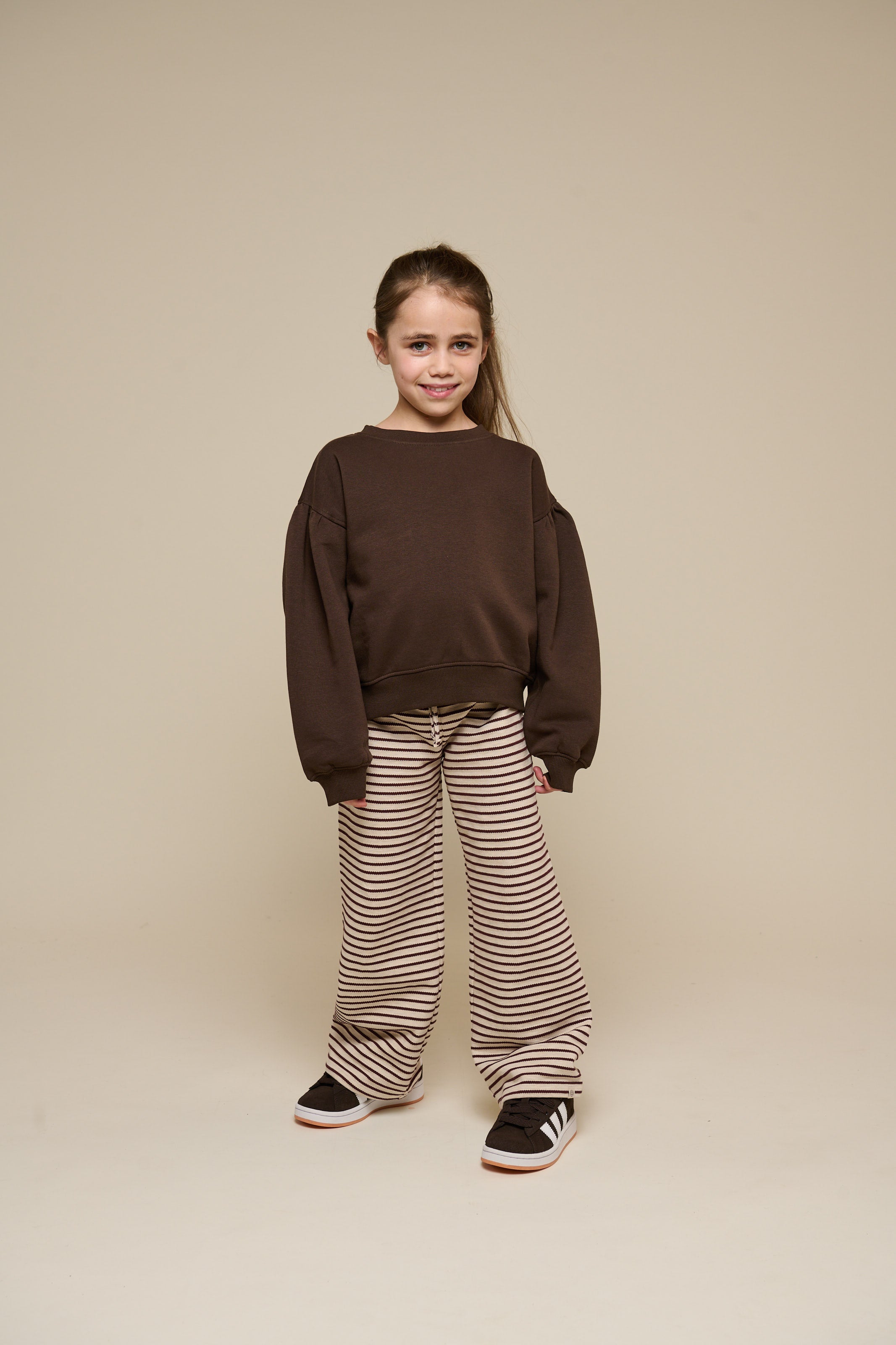 Striped Wide-leg Jersey Trousers - Tween - Brown | 100997 Emmie