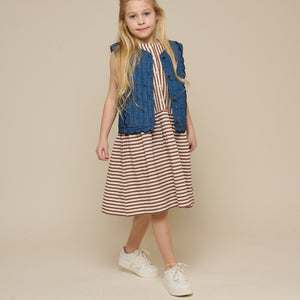 Striped Seersucker Dress - Tween - Brown | 101196 Nadia