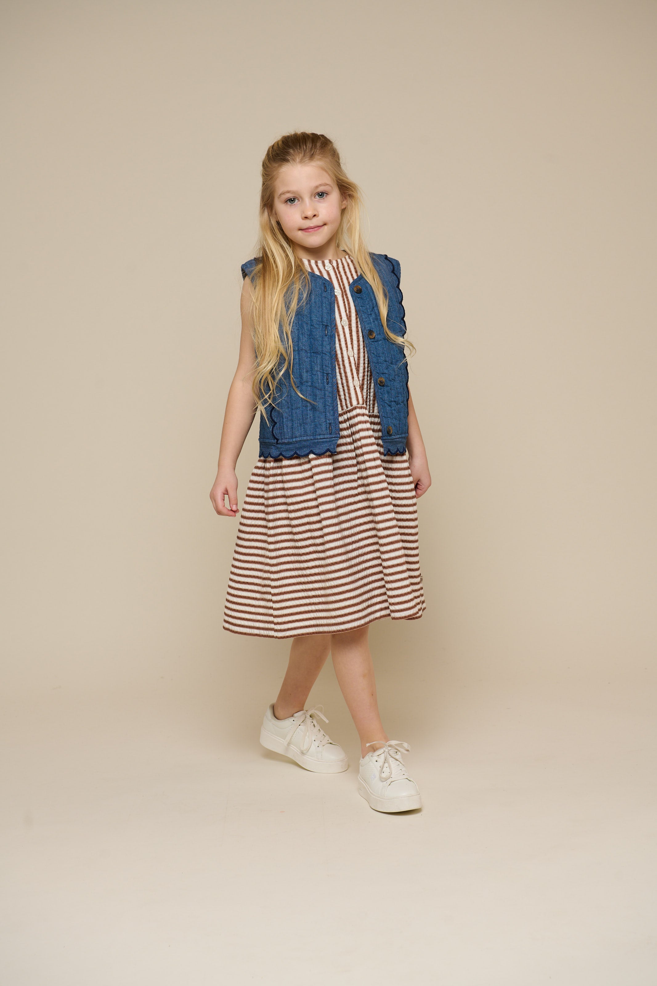 Striped Seersucker Dress - Tween - Brown | 101196 Nadia