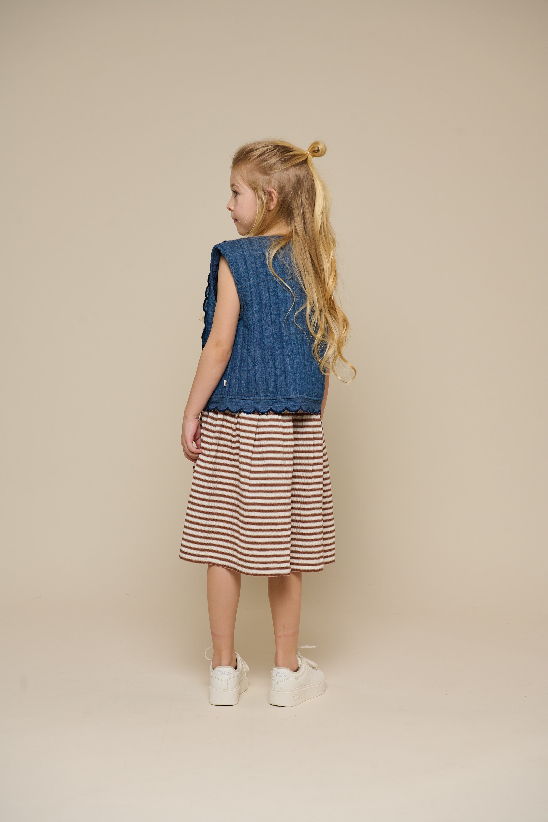 Quillted Denim Vest - Tween - Blue Denim | 101083 Isabella