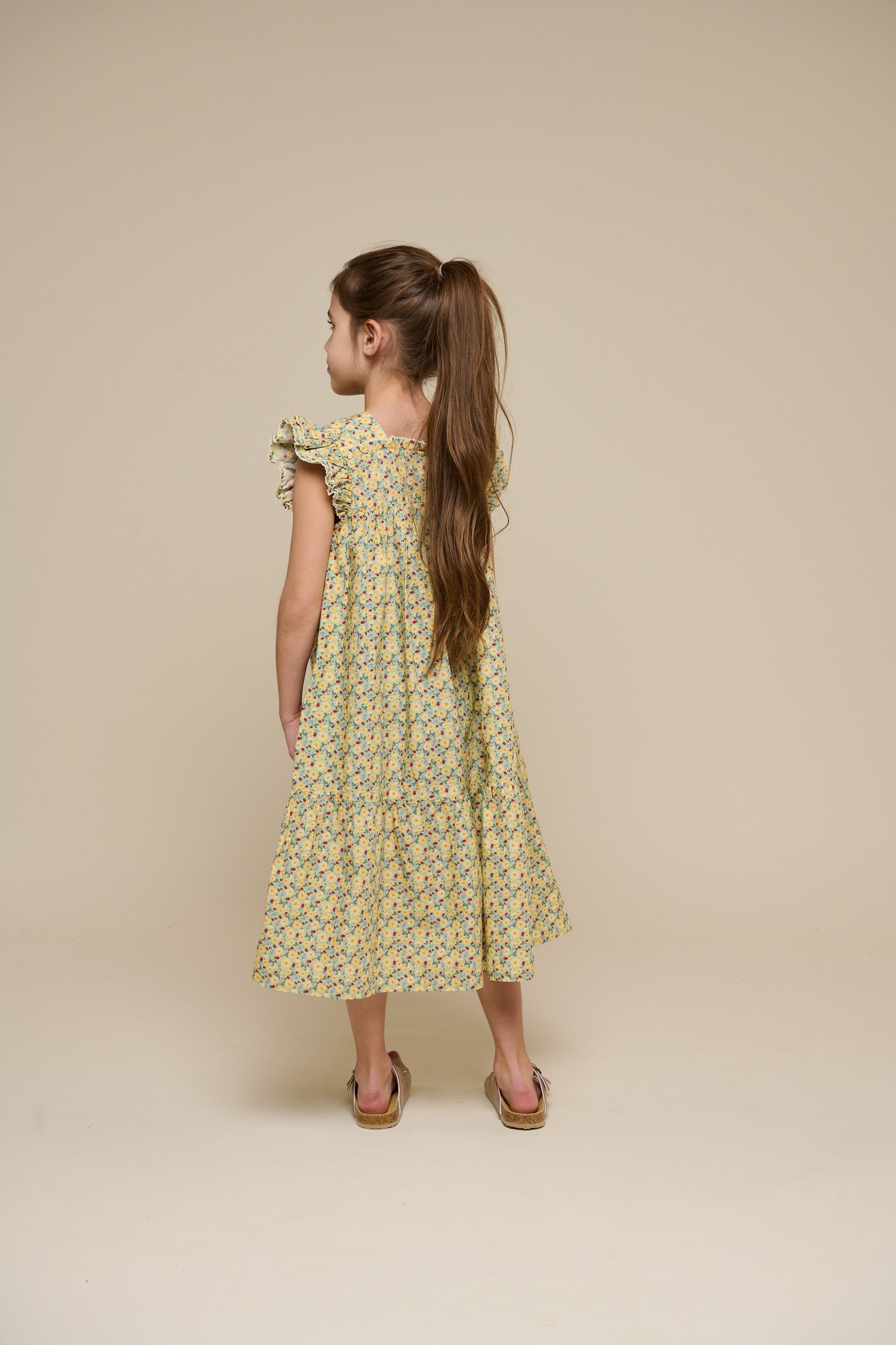 Flower Printed Poplin Dress - Tween - Green | 100963 Poppy
