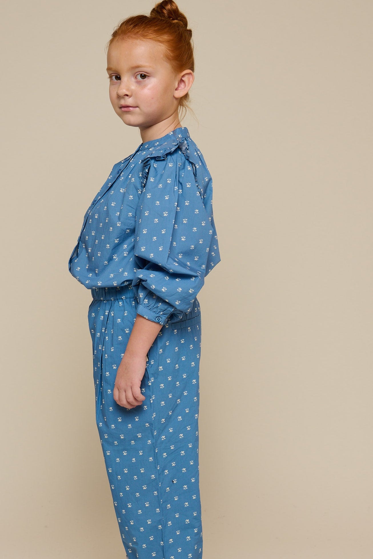 Printed Poplin Trousers - Tween - Dusty Blue | 101089 Camilla