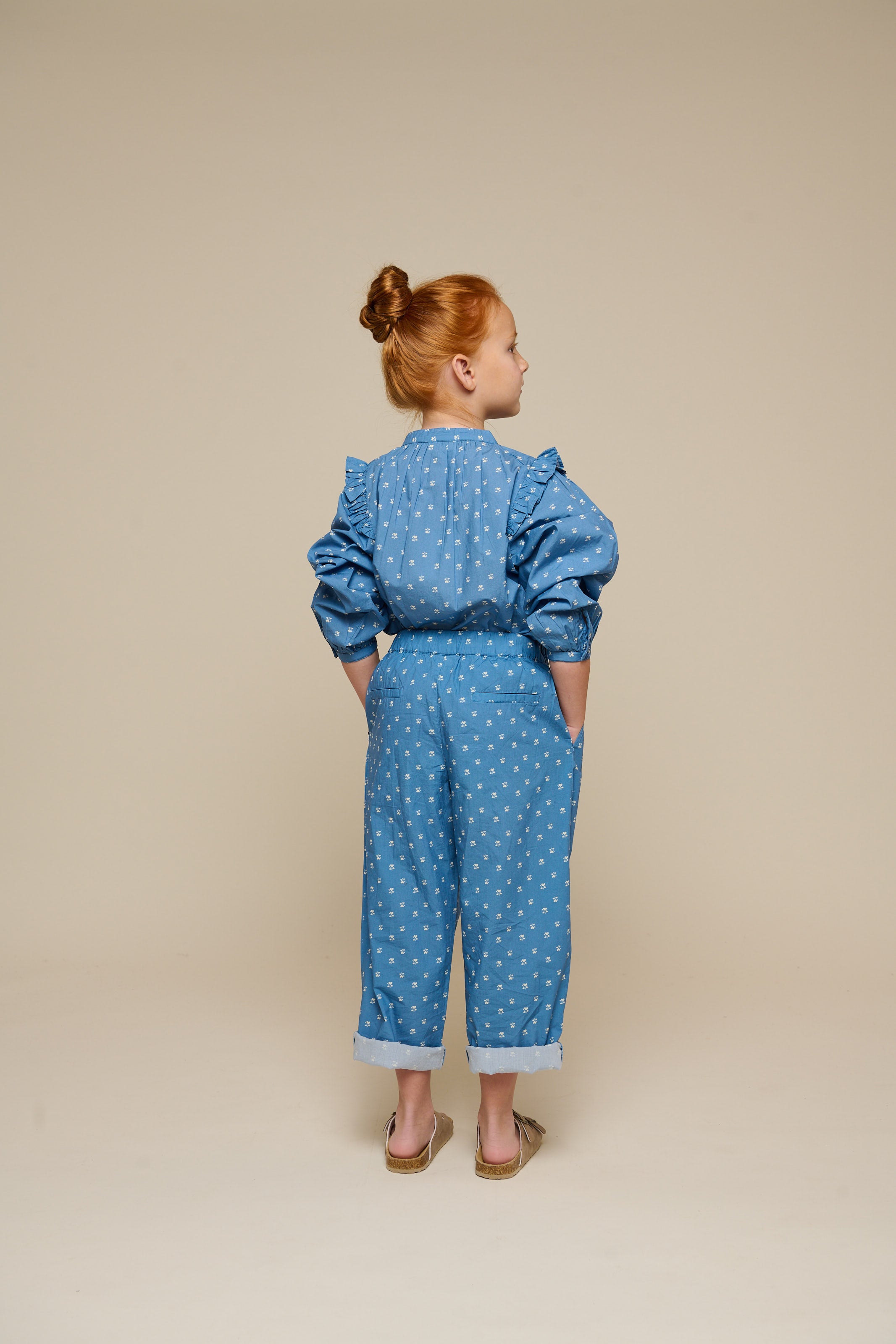 Printed Poplin Trousers - Tween - Dusty Blue | 101089 Camilla
