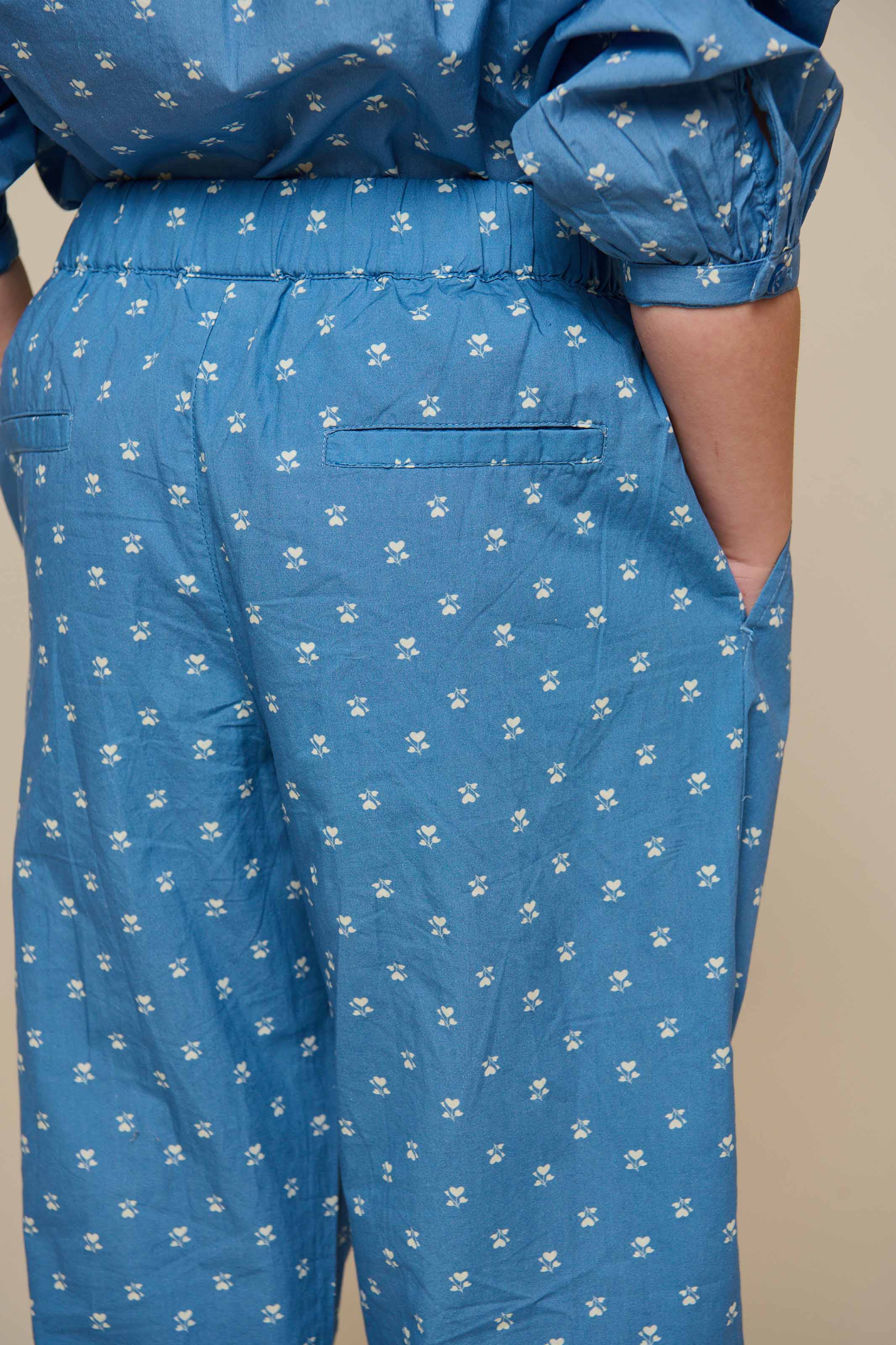 Printed Poplin Trousers - Tween - Dusty Blue | 101089 Camilla