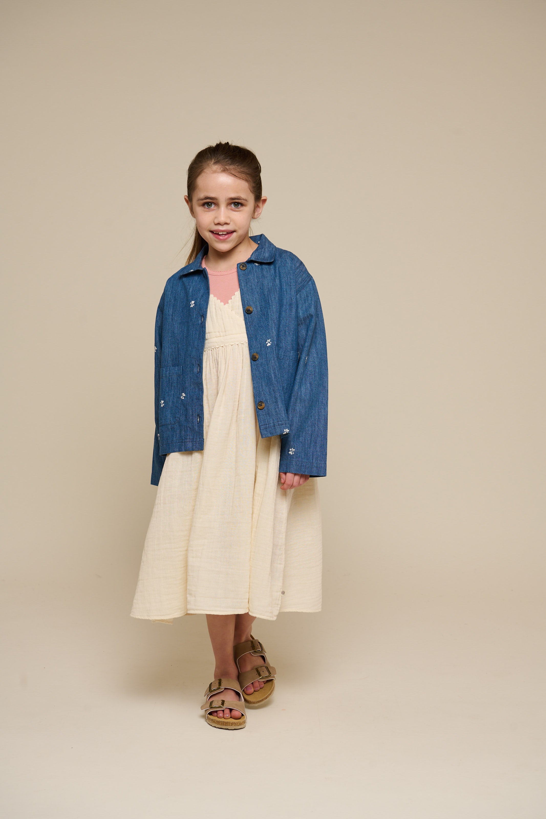 Embroidered Light Denim Shirt Jacket - Tween - Blue Denim | 101082 Isabella
