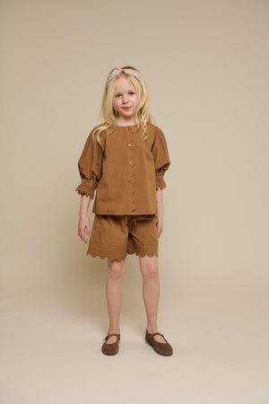 Poplin Shorts with Scallop Edge - Tween - Coconut | 101075 Joy
