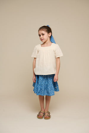 Printed Poplin Skirt - Tween - Dusty Blue | 101085 Camilla