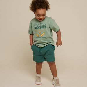 Croquet T-shirt - Kids - Light Green Melange | 101338 Vincent