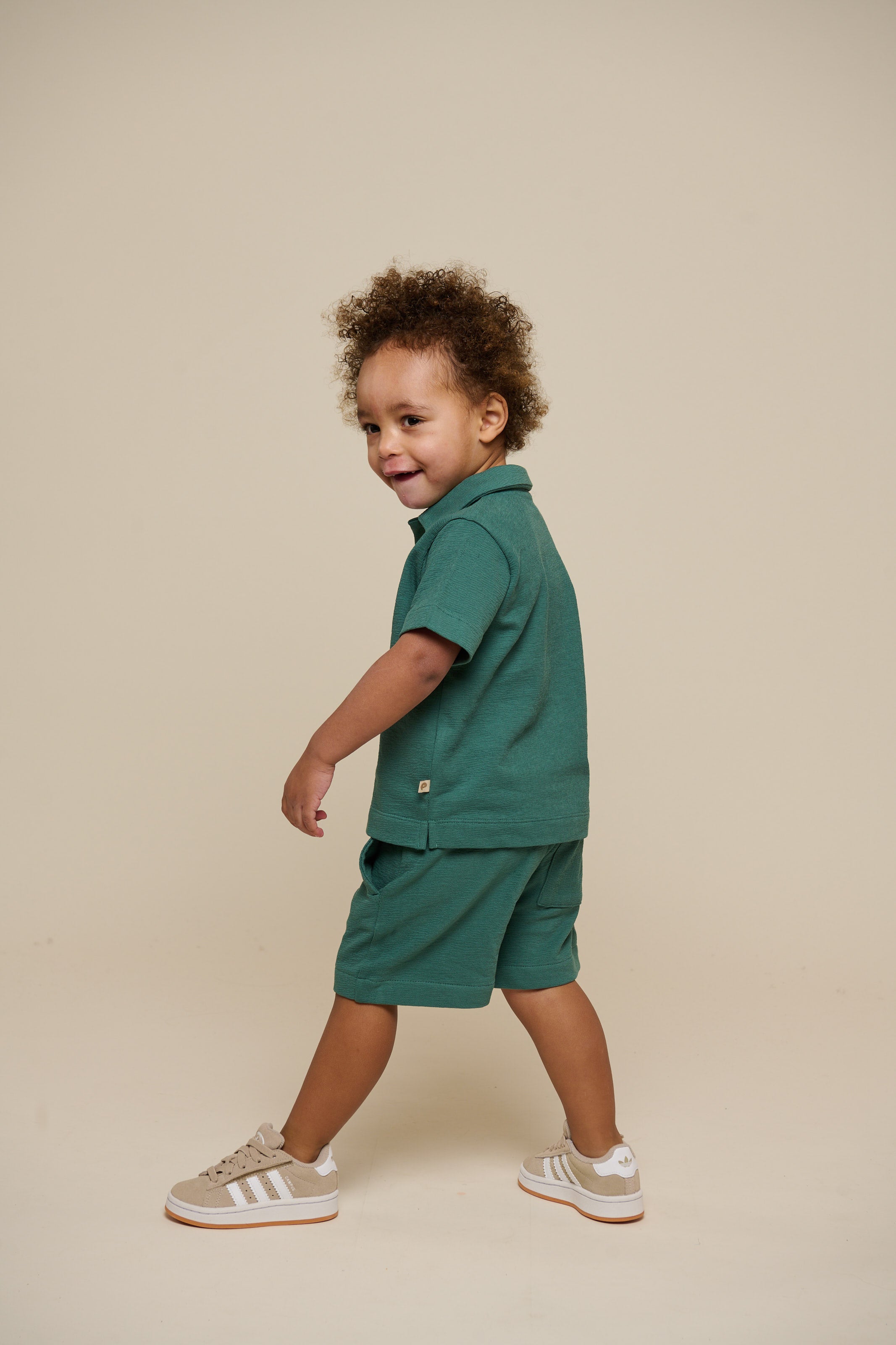 Textured Jersey Polo T-shirt - Kids - Tropical Green | 101215 Sonny