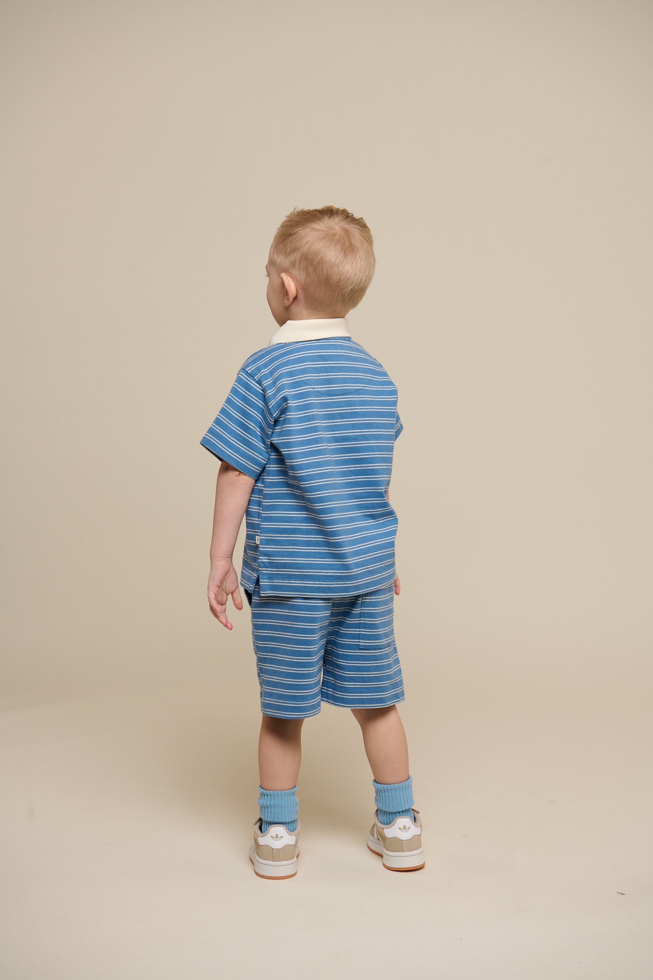 Striped Jersey Shorts - Kids - Dusty Blue | 101183 Otto