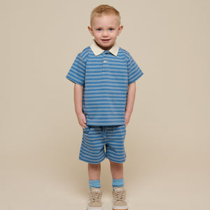 Striped Jersey Poloshirt - Kids - Dusty Blue | 101175 Otto