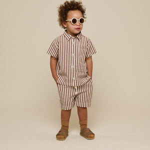 Striped Seersucker Shirt - Kids - Brown | 101185 Frank